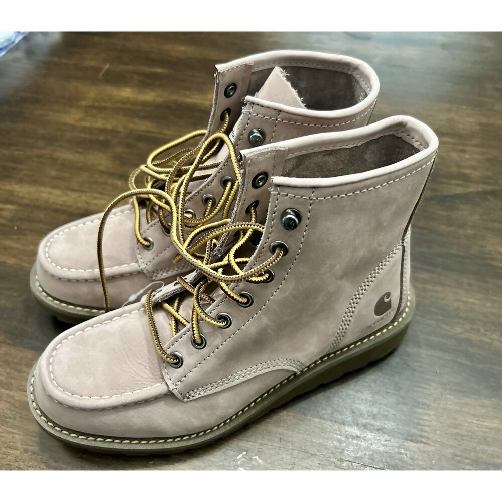 CARHARTT Women's Mocha Brown 6" Moc Steel Toe Wedge Work Boot SIZE 8M New